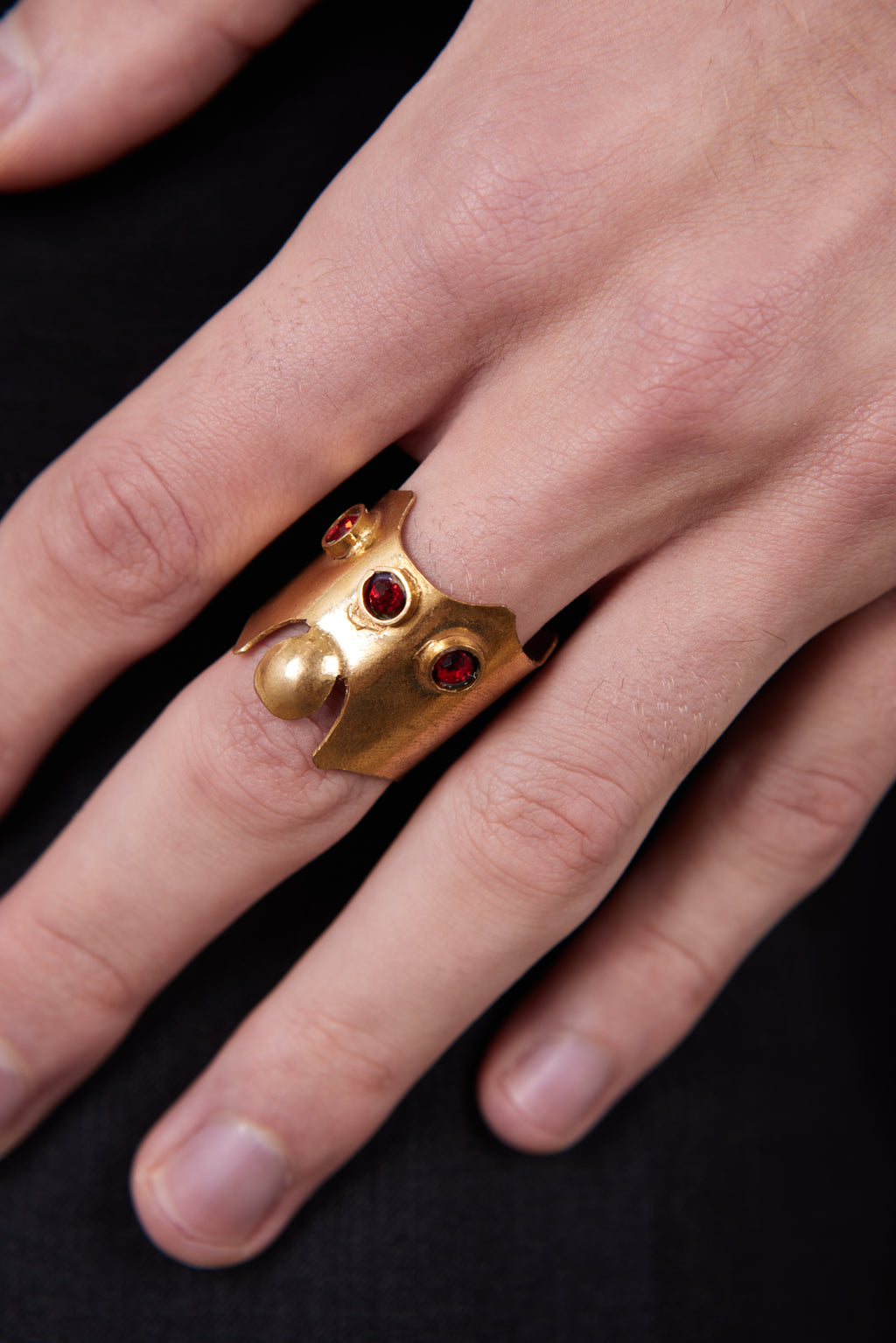 Bague Bour éclat rouge en bronze