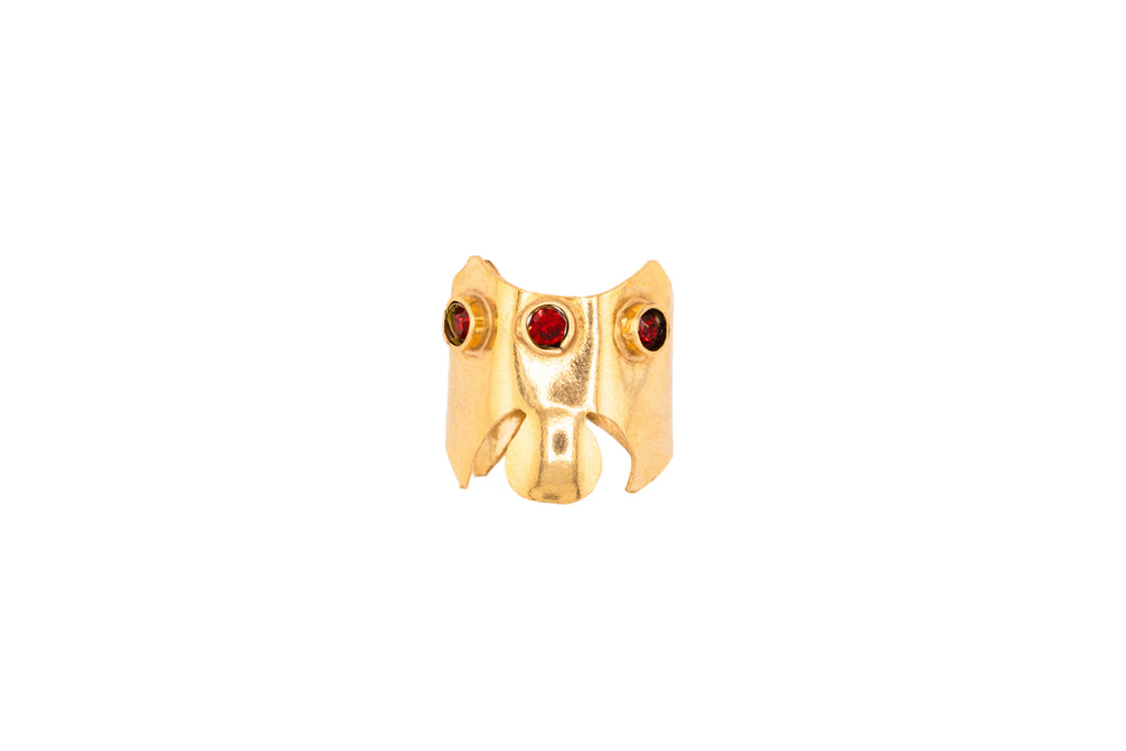 Bague Bour éclat rouge en bronze