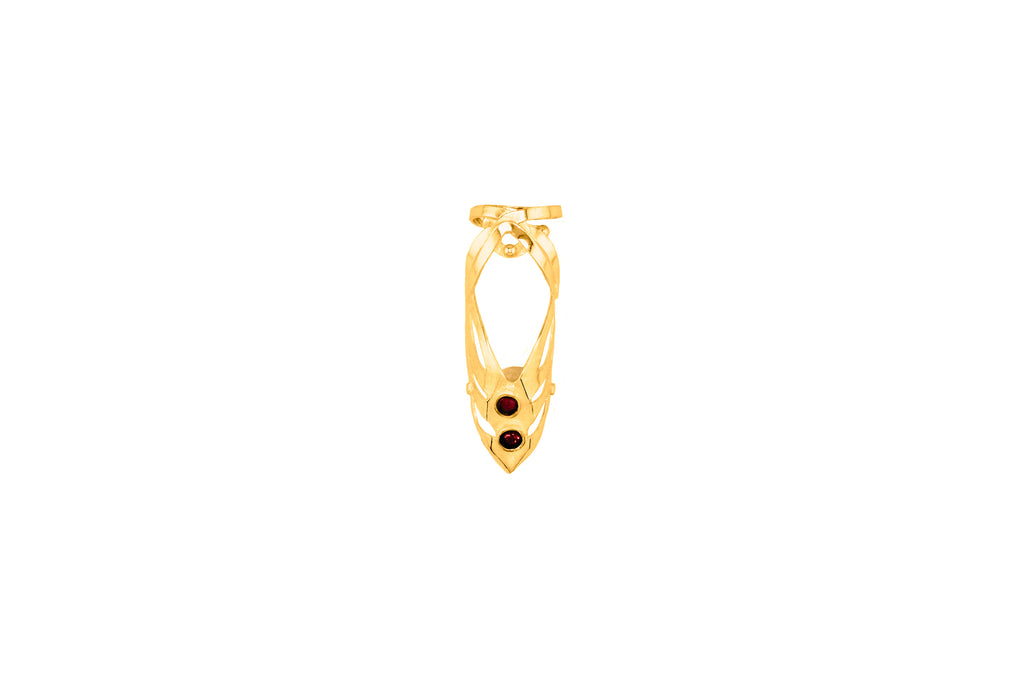 Bague phalange Nder éclats rouge en bronze