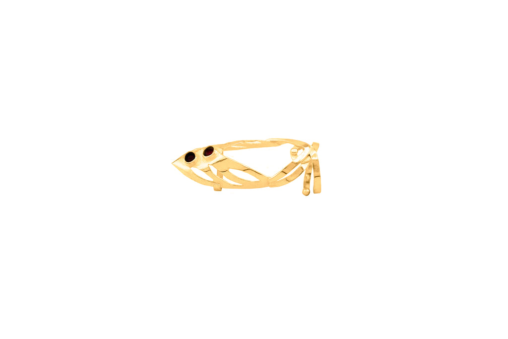 Bague phalange Nder éclats rouge en bronze