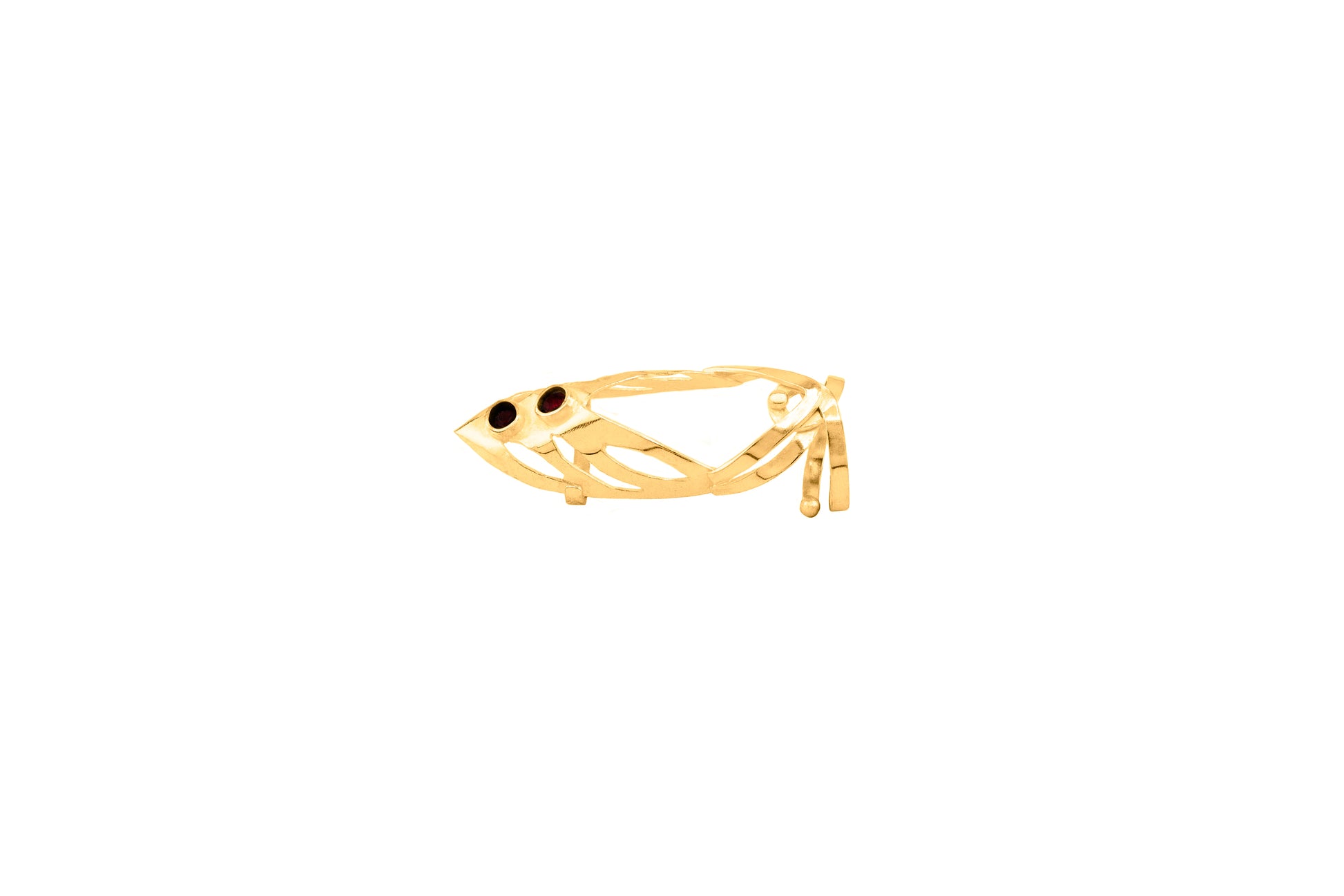 Bague phalange Nder éclats rouge en bronze